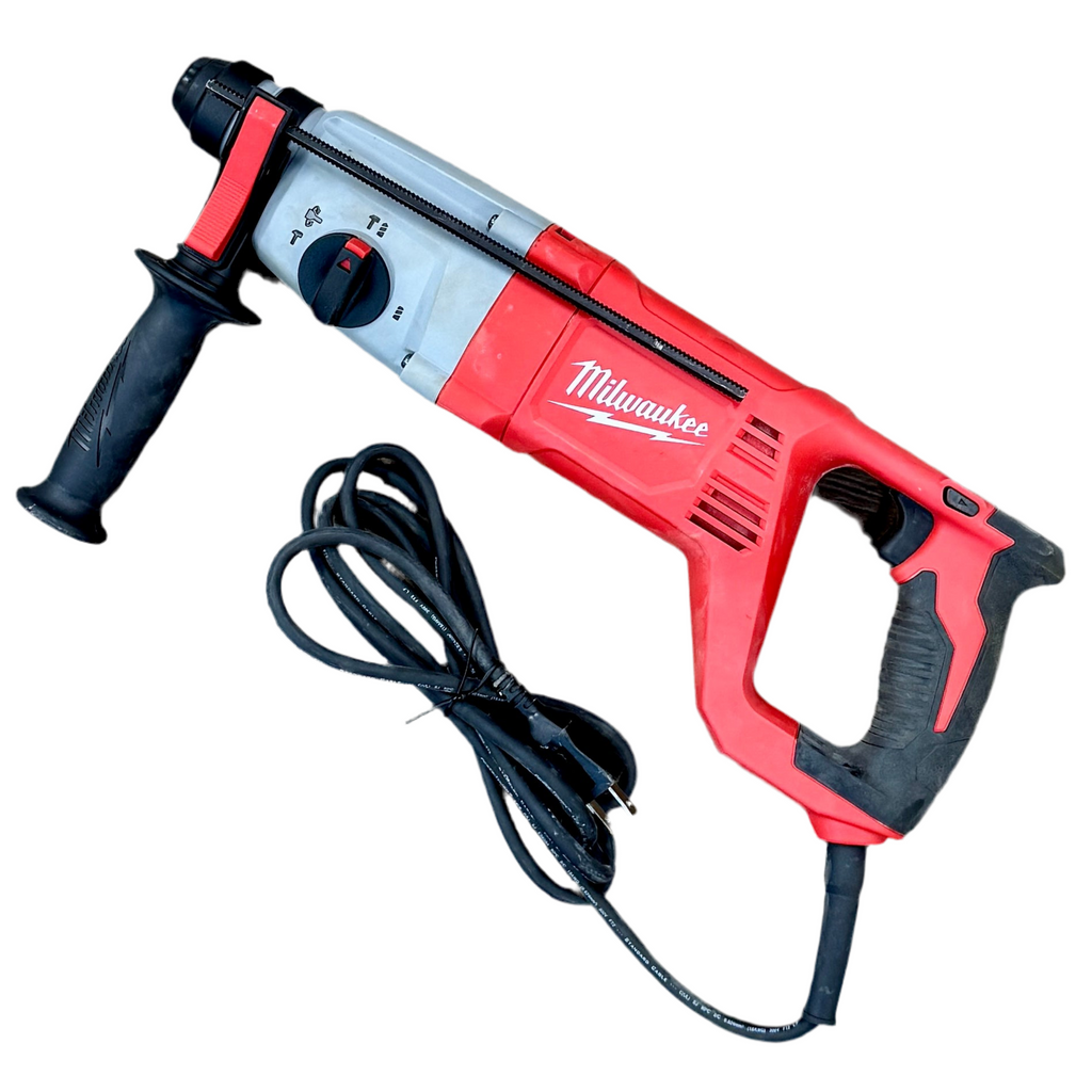 Milwaukee 8-Amp 1" Corded SDS Plus Rotary Hammer w/ Hard Case (5262-21) Red Milwaukee drill with black handle on a white background