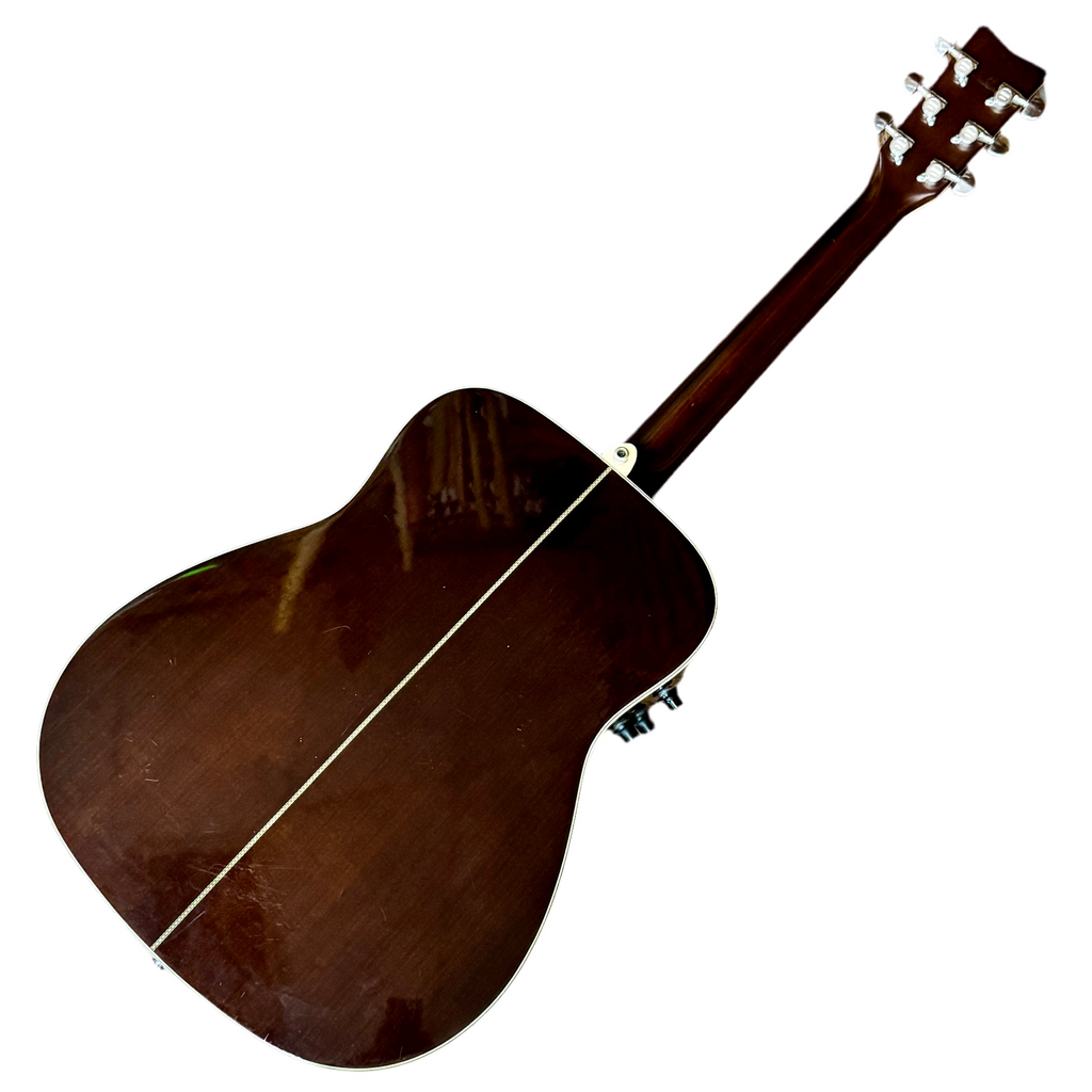 Yamaha FG-450SE Acoustic-Electric Guitar Acoustic guitar with a dark brown finish on a white background