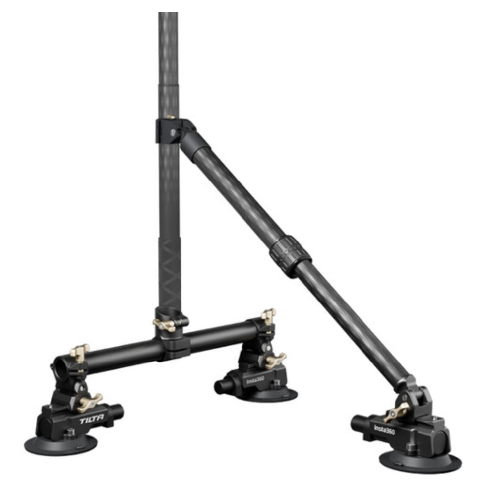 Insta360 Triple Suction Cup Car Mount (CINSBAVA) Black adjustable tripod stand with multiple legs on a white background