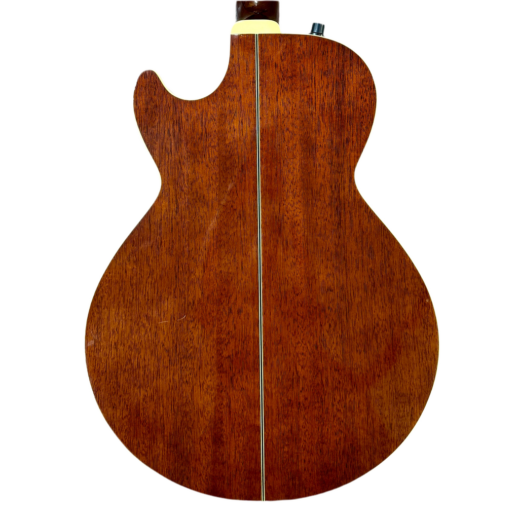 Epiphone PR800EN Acoustic-Electric Guitar Back view of a wooden acoustic guitar on a white background