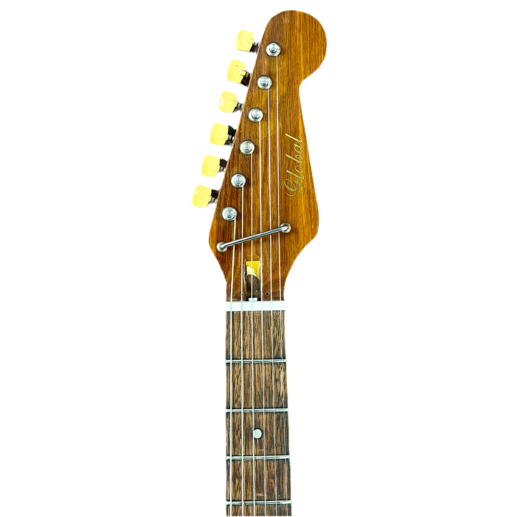 Vintage Global 429 Electric Guitar headstock with brand name on a white background