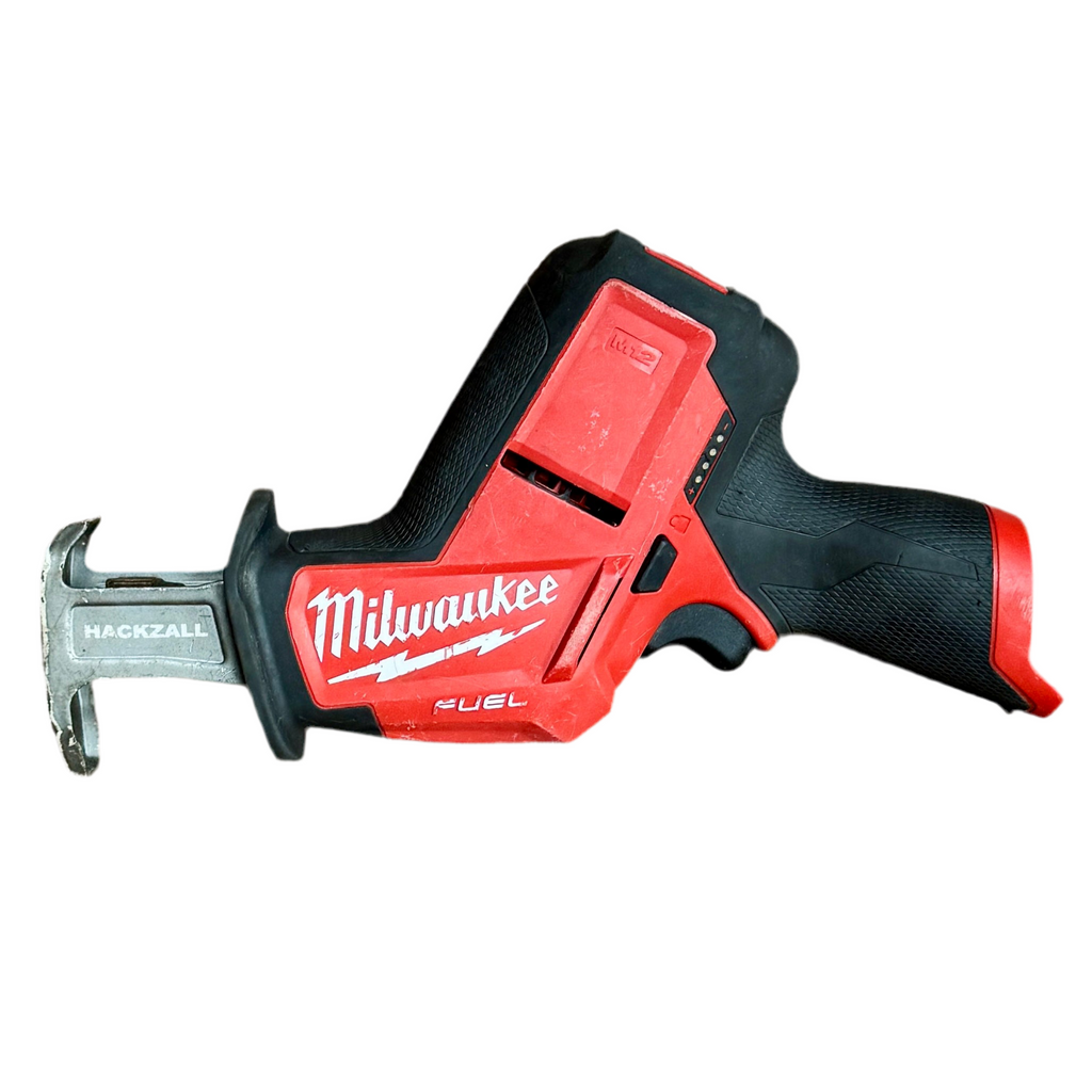 Milwaukee M12 FUEL HACKZALL 12V Cordless Reciprocating Saw w/ Battery & Charger (2520-20) Milwaukee cordless reciprocating saw on a white background
