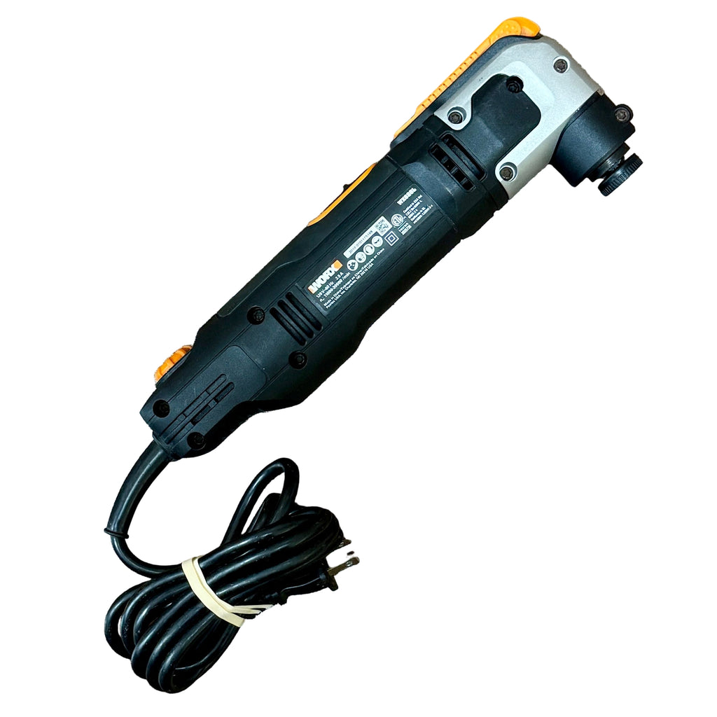 WORX 2.5-Amp Corded Oscillating Multi-Tool (WX686L) Black and yellow oscillating tool with power cord on a white background