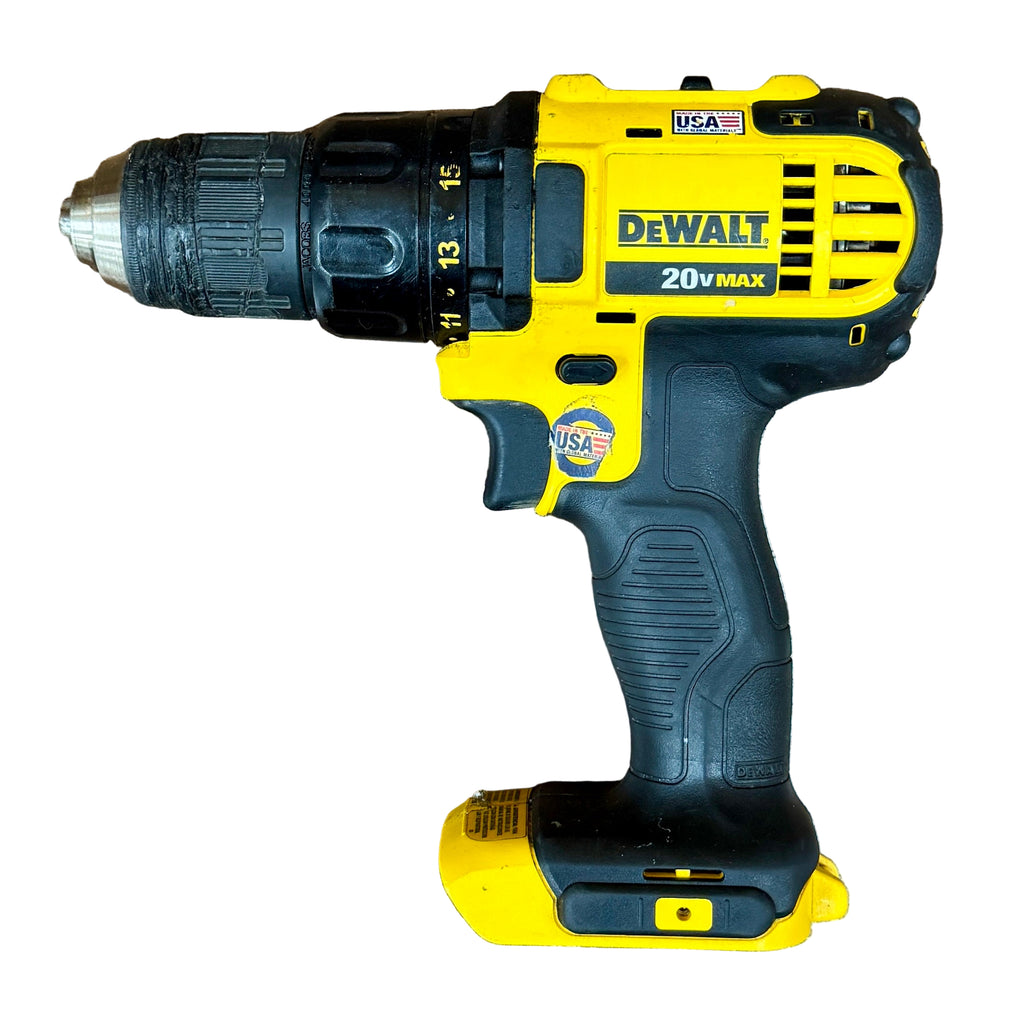 DeWalt 20V MAX 1/2" Cordless Compact Drill/Driver w/ Battery & Charger (DCD780) DeWalt cordless drill on a wooden surface