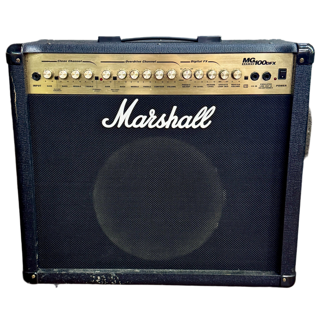Marshall MG Series MG100DFX Guitar Combo Amplifier Marshall guitar amplifier on a white background