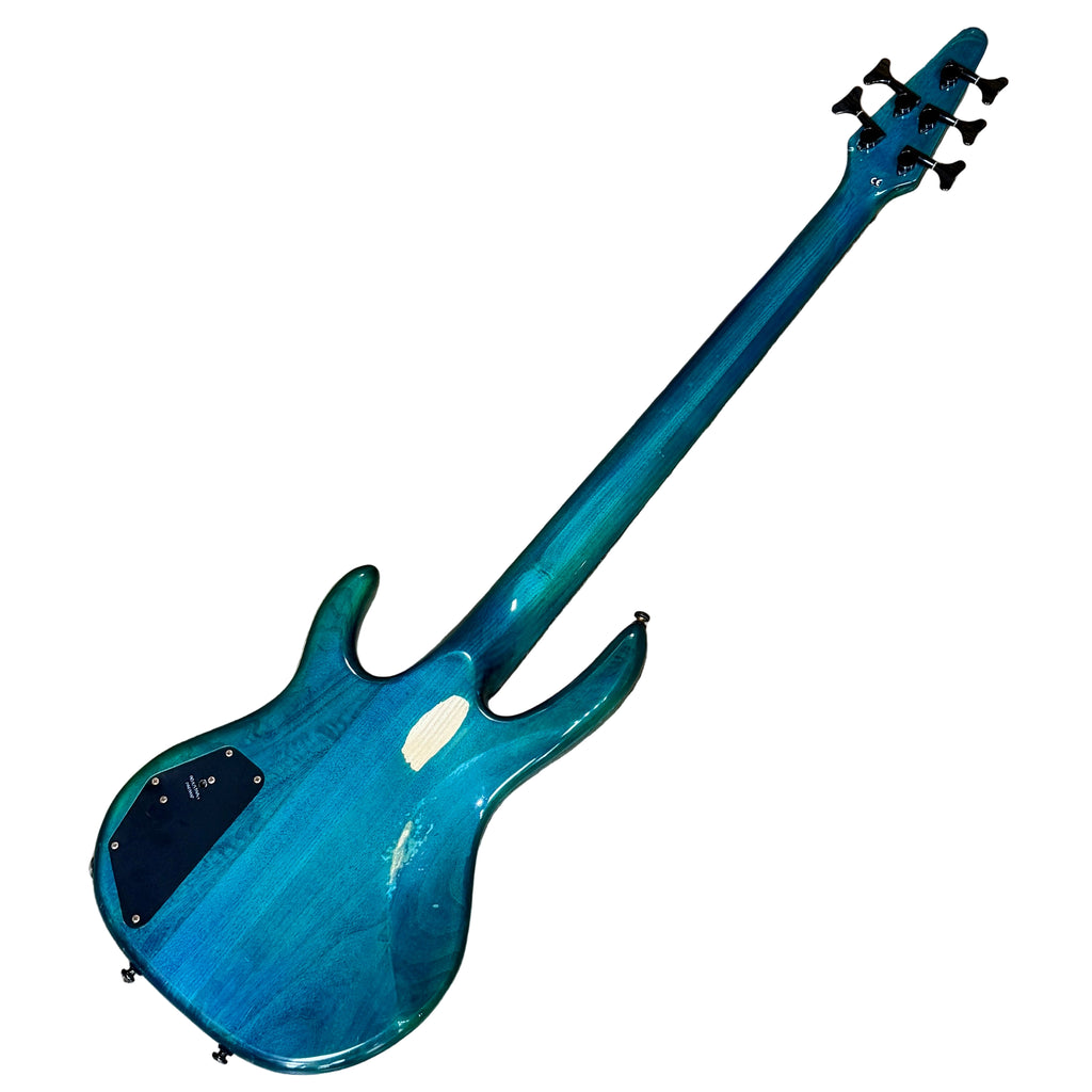HOHNER PROFESSIONAL B Bass V 5-String Electric Bass Guitar Blue electric bass guitar on a white background