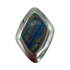 .925 Sterling Silver Framed Multicolor Stone Ring Silver ring with a colorful stone on a white background