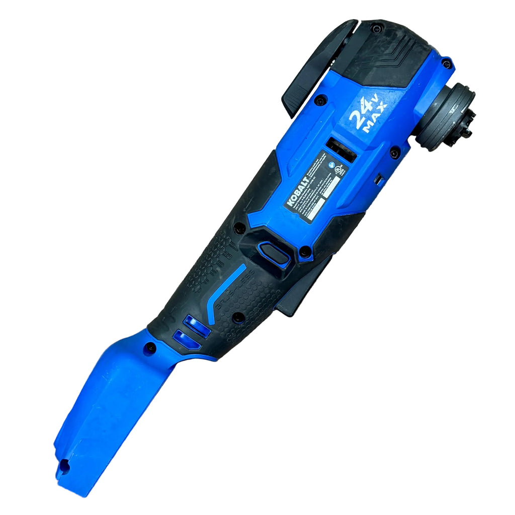 Kobalt 24V MAX Brushless Cordless Variable Speed Oscillating Multi-Tool (KMT 224B-03) Blue and black oscillating tool on a white background
