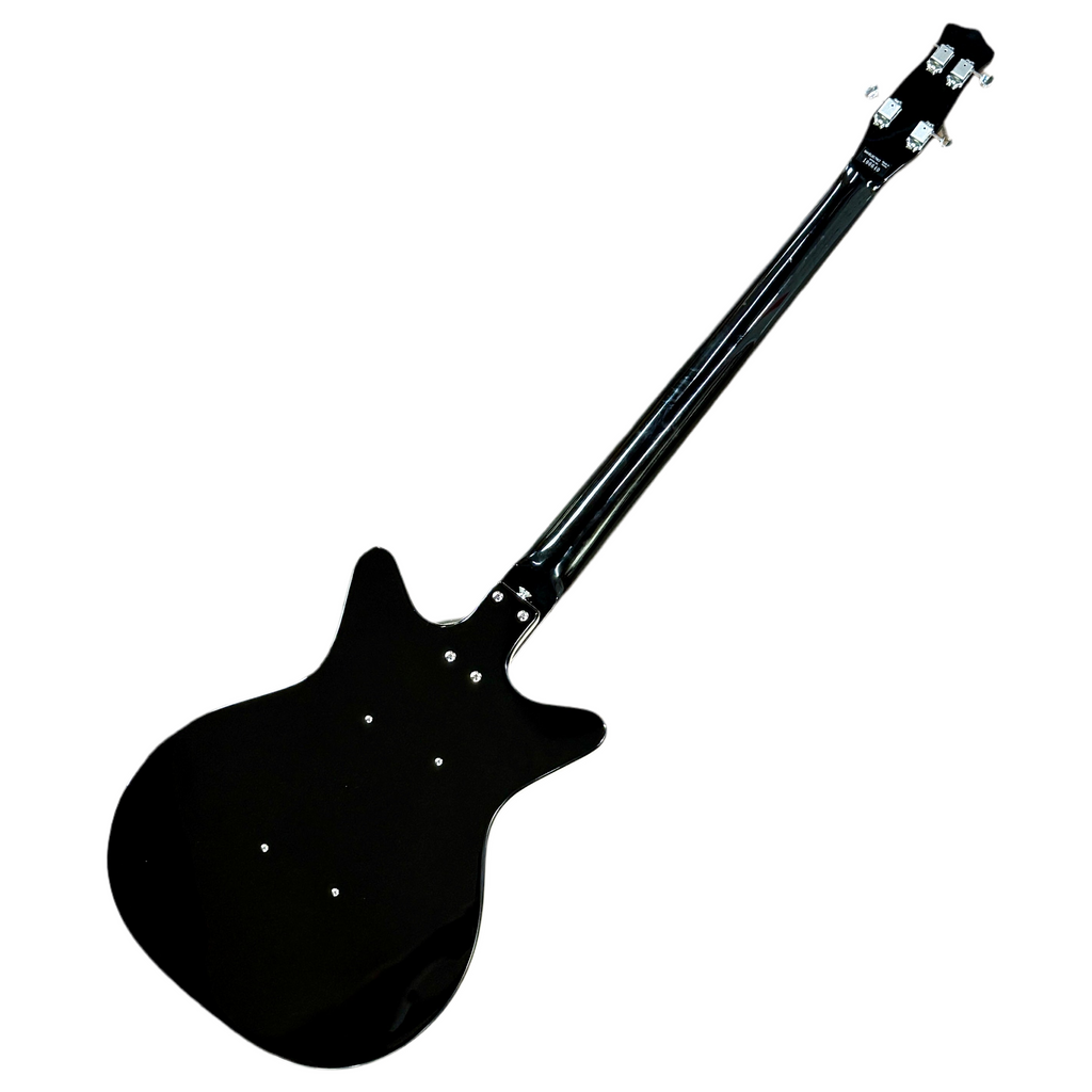 Danelectro '59DC Long Scale Electric Bass Guitar w/ Hard Case Black electric guitar on a white background