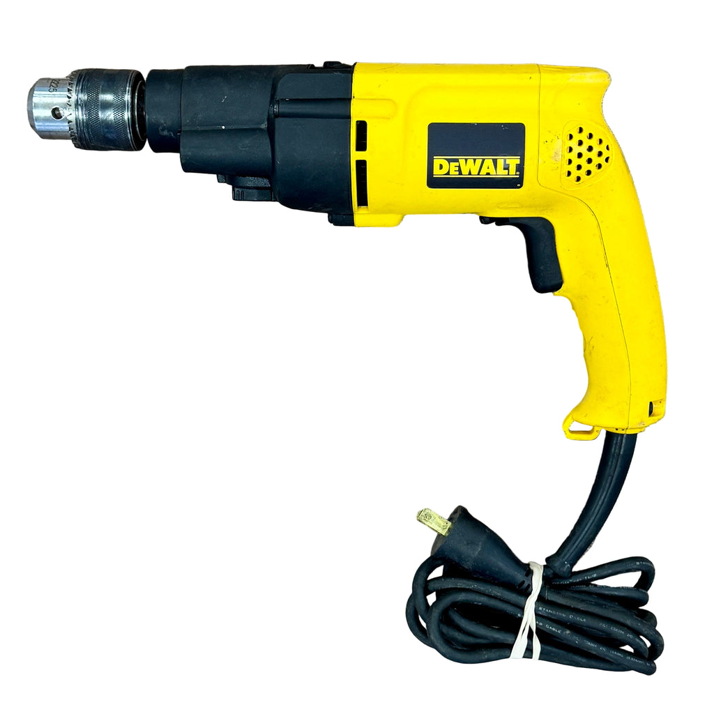 DeWalt 7.8-Amp 1/2" Corded VSR Dual-Range Hammer Drill (DW505) Yellow and black Dewalt drill on a white background