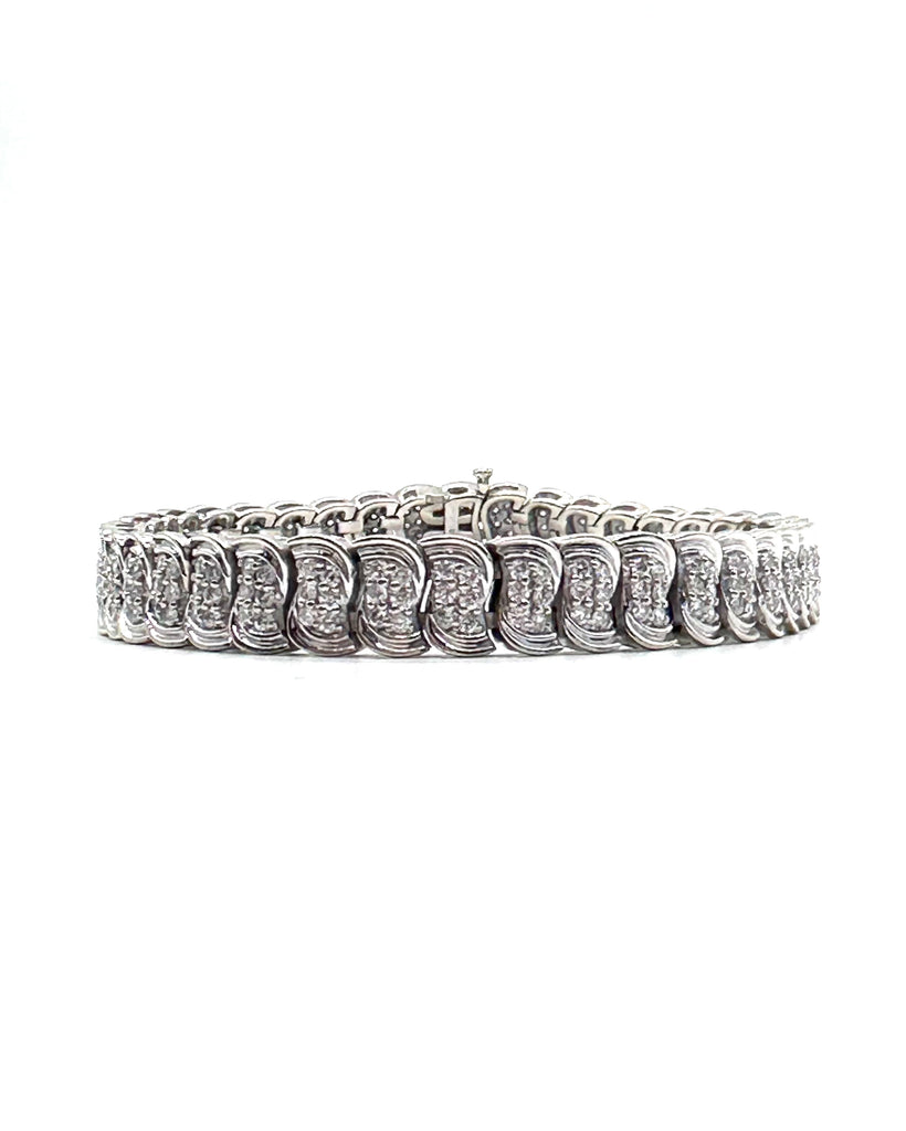 Fancy Pave Set Diamond S Link Tennis Bracelet