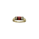 14K Yellow Gold Emerald Cut Garnet & Diamond Ribbed Band Ring