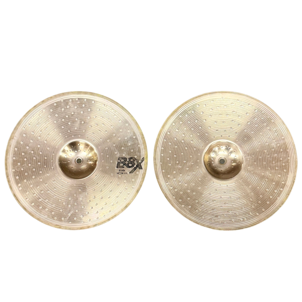 SABIAN B8X 14" Hi-Hat Cymbals (Top & Bottom) Two B8X cymbals on a white background