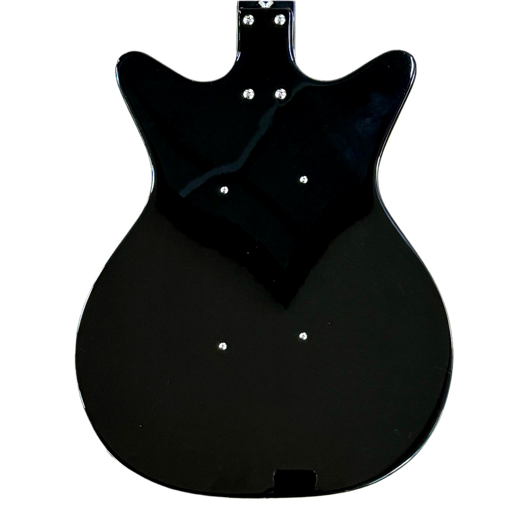 Danelectro '59DC Long Scale Electric Bass Guitar w/ Hard Case Black guitar body on a white background