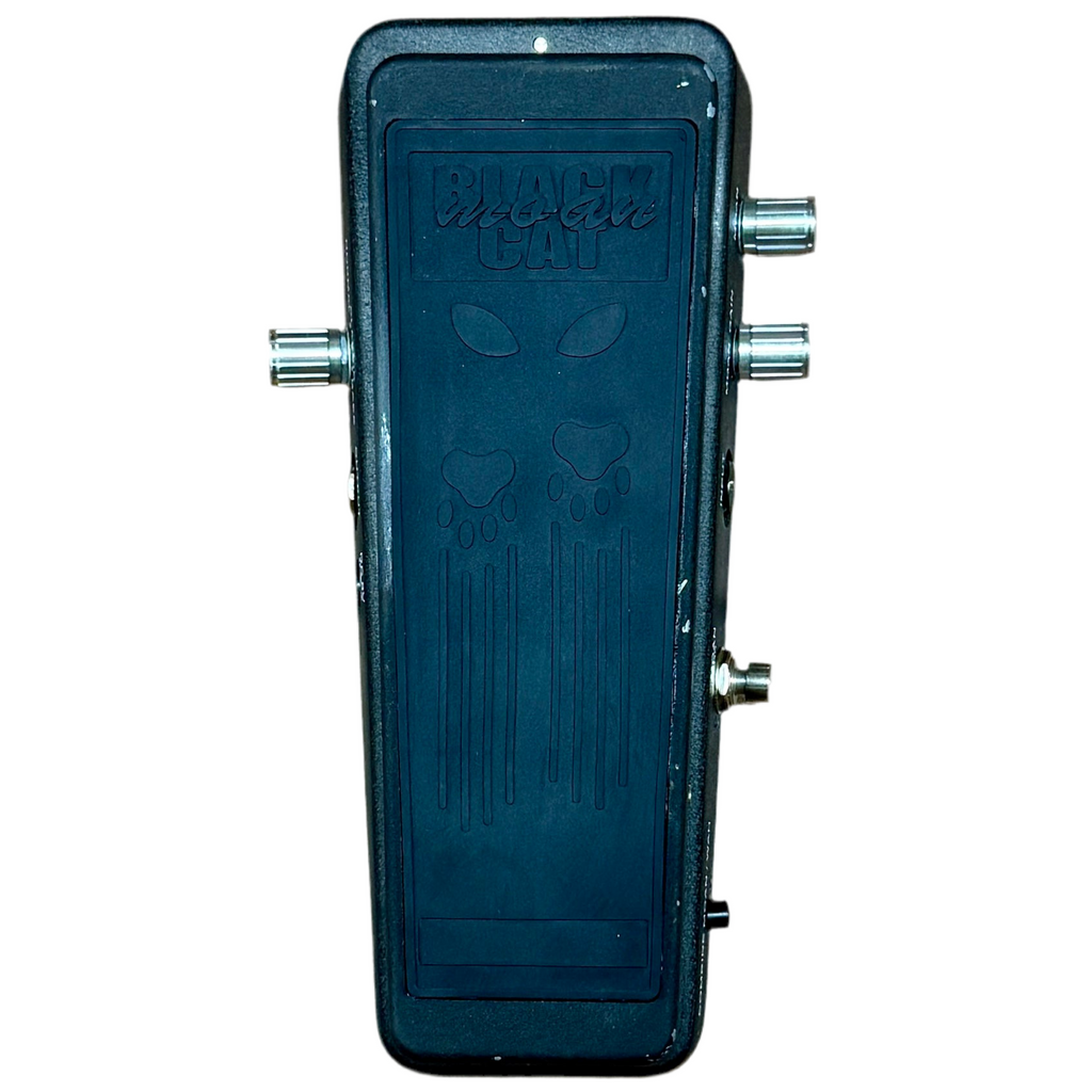 Rocktron Black Cat Moan Wah Guitar Effects Pedal Black guitar pedal with 'Black Cat' branding on a white background