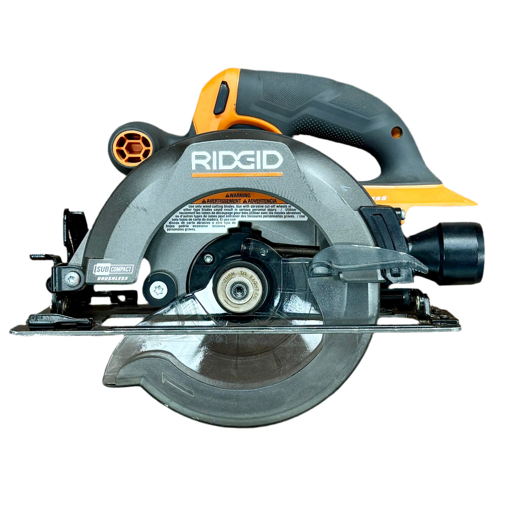 RIDGID 18V 6-1/2" SubCompact Brushless Cordless Circular Saw w/ Battery (R8656) Circular saw with Ridgid branding on a white background