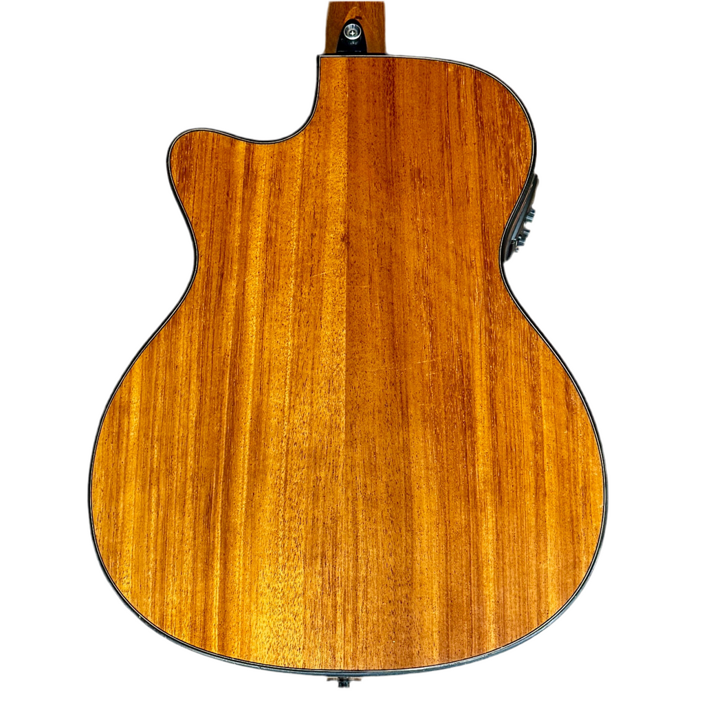 LAG Guitars Tramontane T80ACE Acoustic-Electric Guitar Back view of a wooden acoustic guitar on a white background