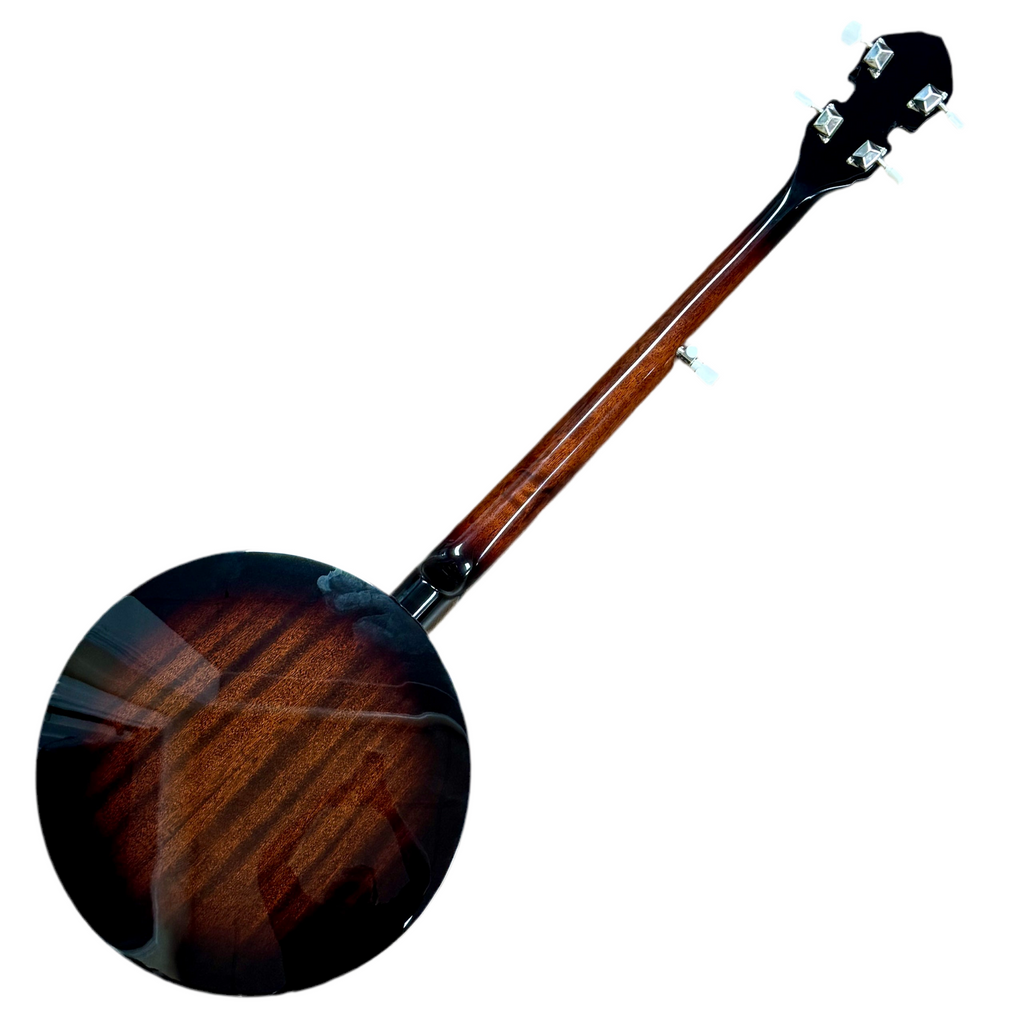 Savannah SB-095 5-String Resonator Banjo w/ Hard Case Wooden roundback banjo on a white background