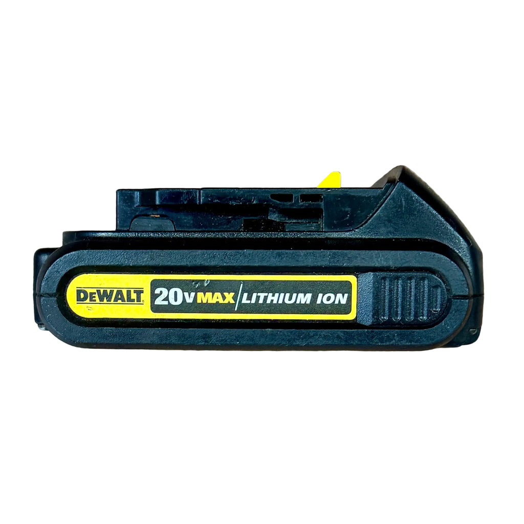 DeWalt 20V MAX 1.5Ah Lithium Ion Compact Battery Pack (DCB201) DeWalt 20V Max lithium-ion battery on a white background