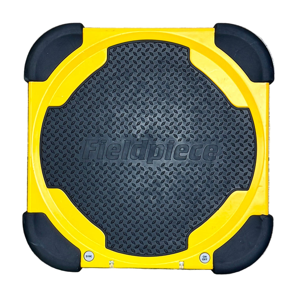 Fieldpiece Wireless Refrigerant Scale w/ Remote & Soft Case (SRS2) Yellow and black square device with 'Fieldpiece' branding on a white background