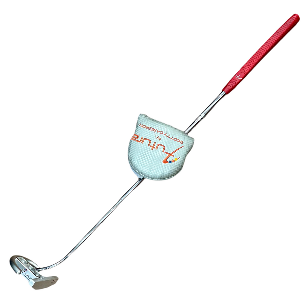 Titleist Scotty Cameron Futura Mallet Putter RH Golf Club w/ Headcover Golf putter with a blue head cover on a white background