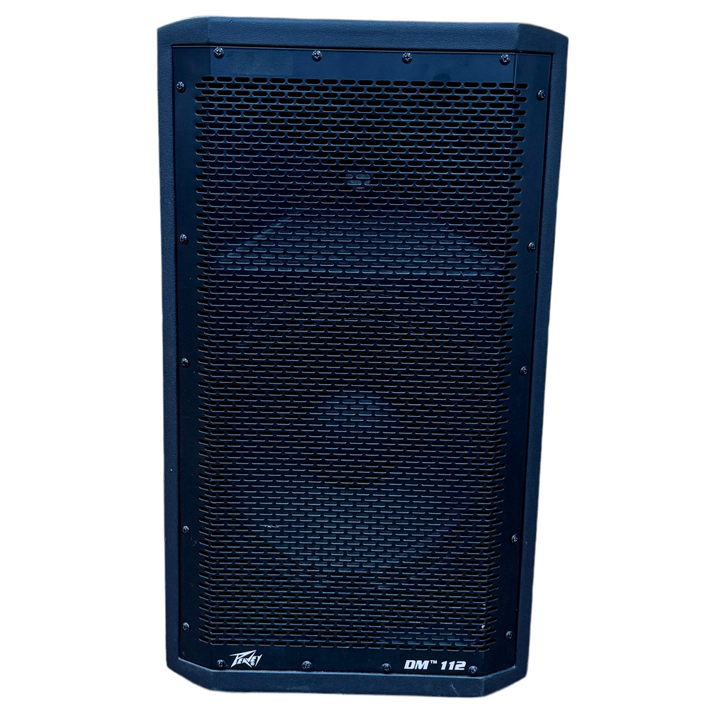 Peavey Dark Matter DM 112 1000-Watt Powered Speaker Blue speaker with 'Peavey' branding on a white background