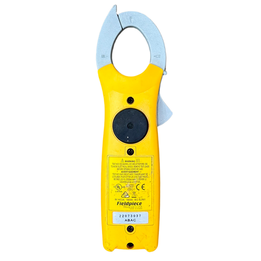 Fieldpiece SC260 400A Compact Clamp Meter Yellow clamp meter with blue interior on a white background
