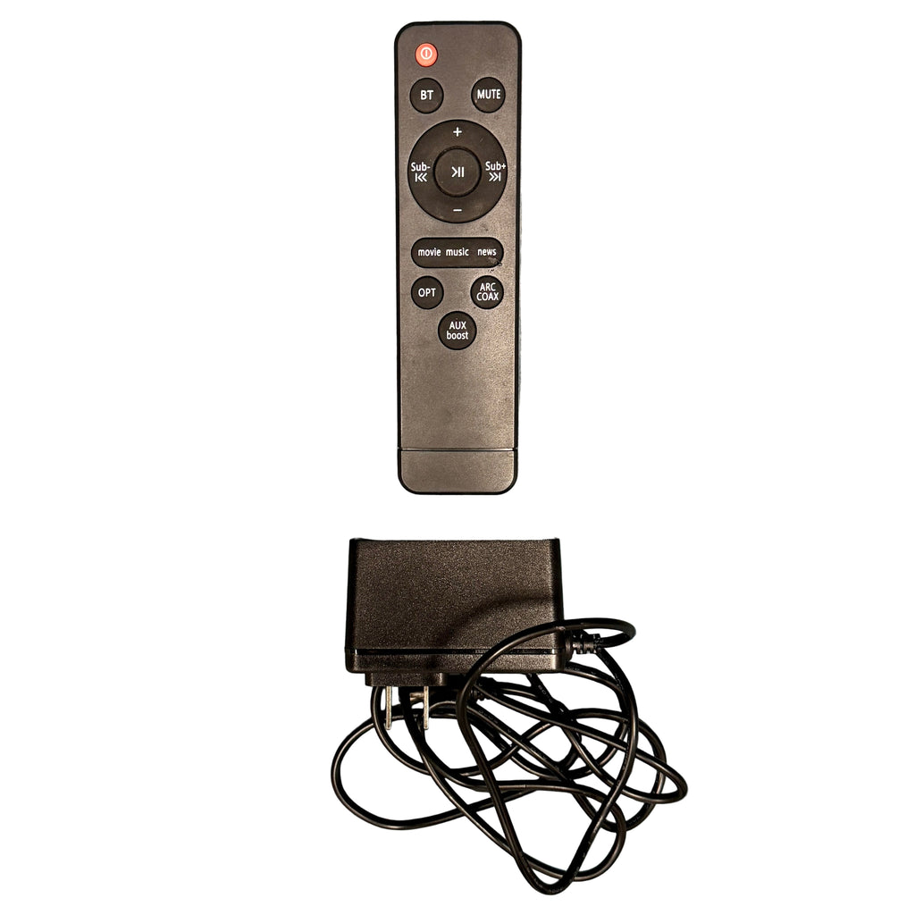 RIOWOIS DS6401D+ 31" TV Sound Bar System w/ Remote control with cable on a white background