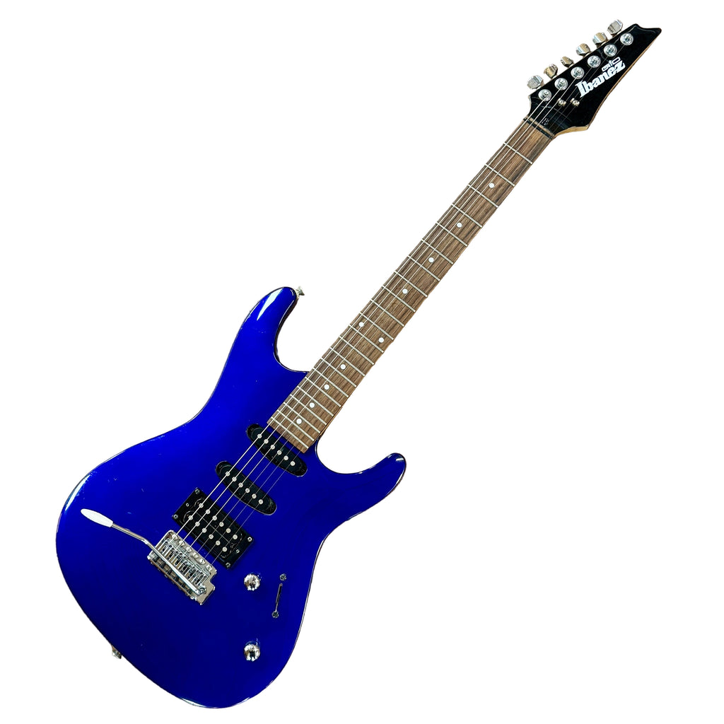 Ibanez GiO GSA60 Electric Guitar Blue electric guitar on a wooden floor