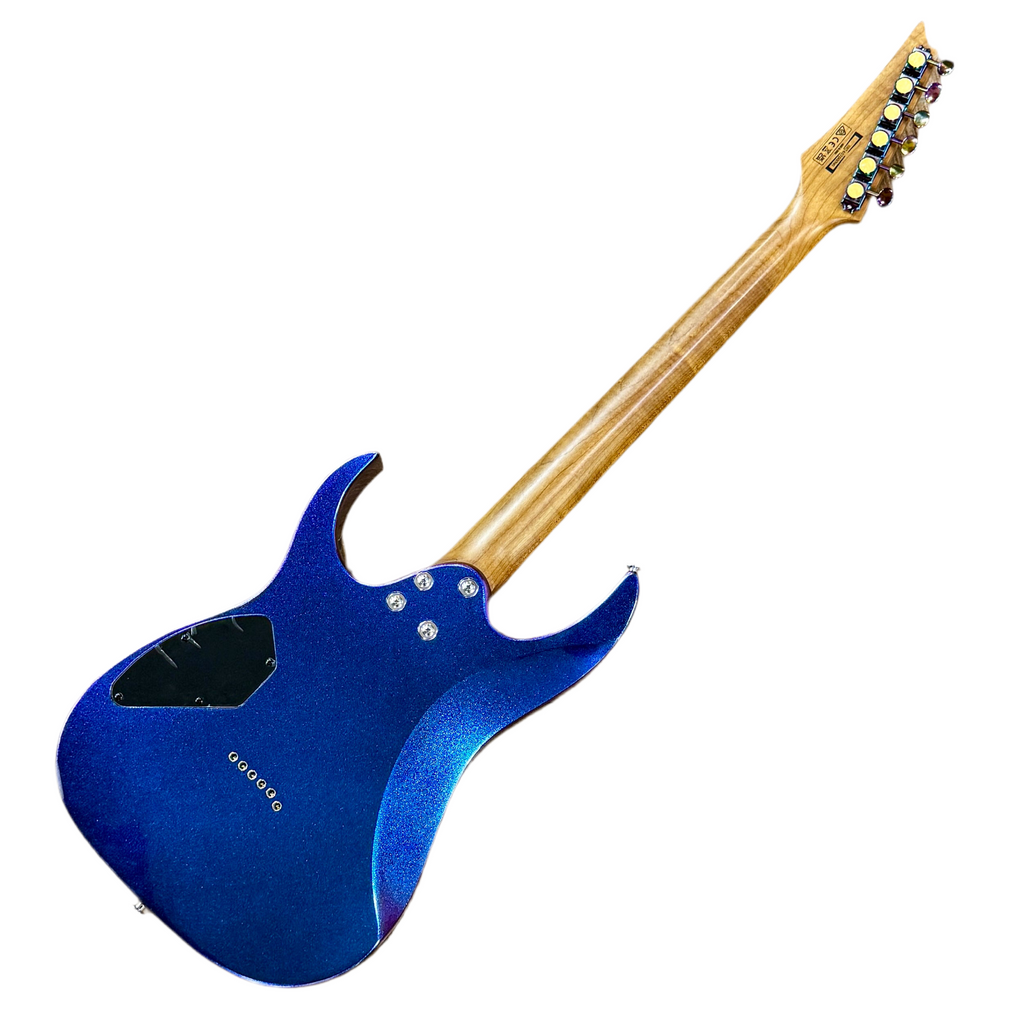 Ibanez GiO Electric Guitar Blue electric guitar with a wooden neck on a white background