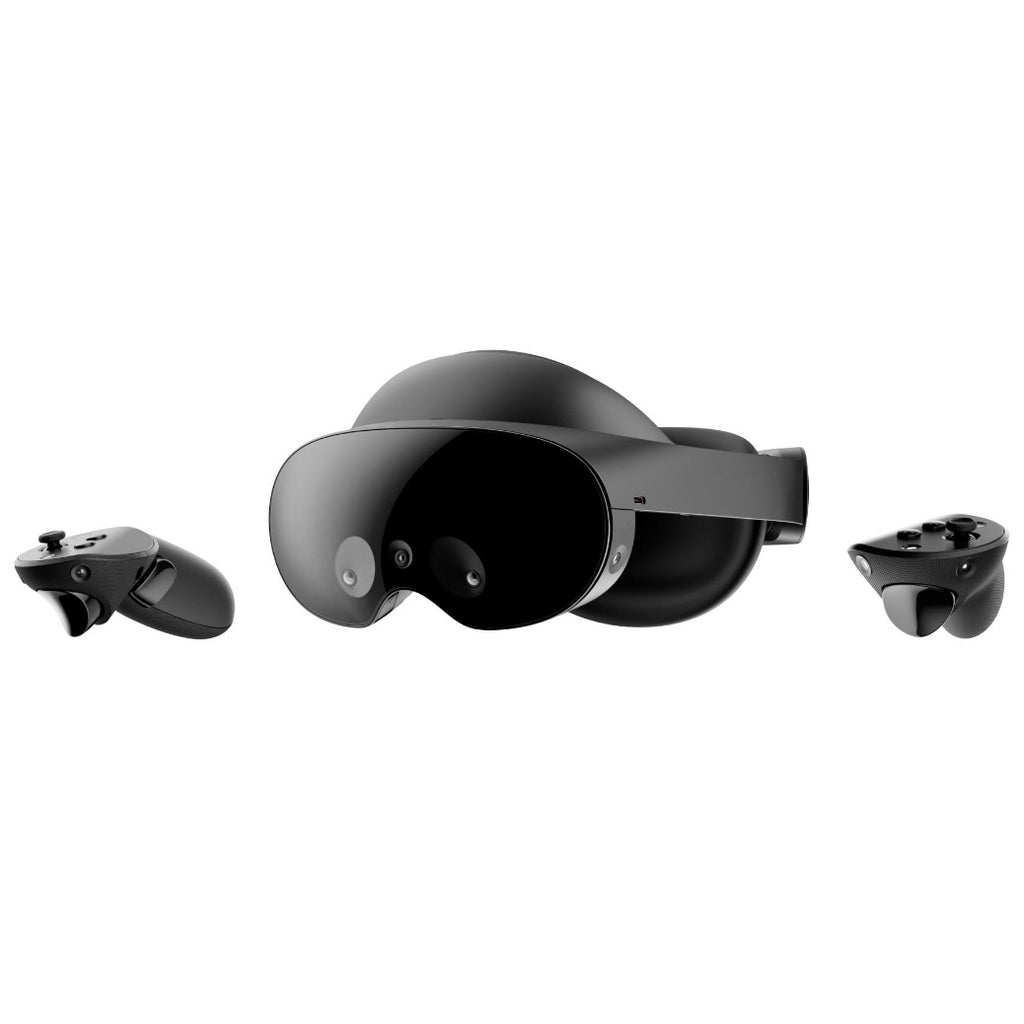Meta Quest Pro Premium Virtual / Mixed Reality Headset - 256GB Black VR headset with controllers on a white background