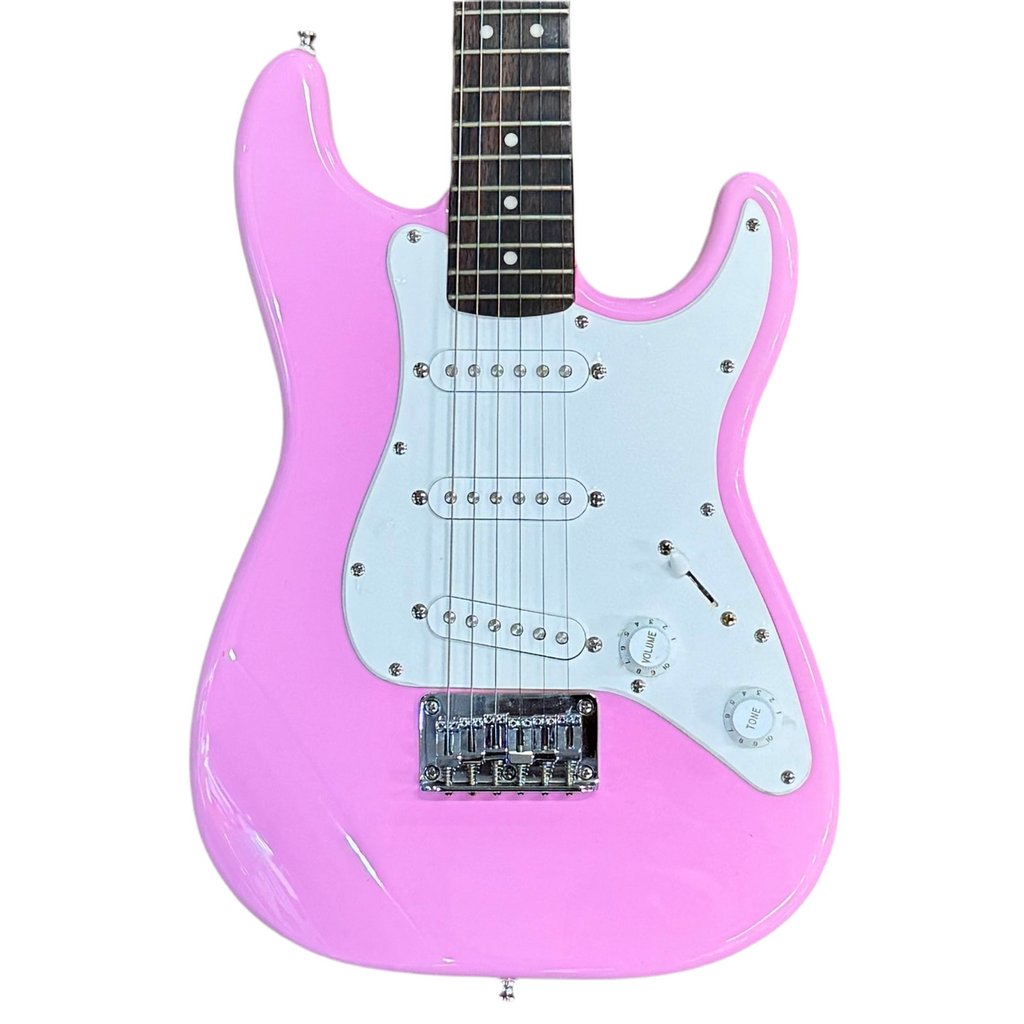 Fender Squier MINI Stratocaster Electric Guitar Pink electric guitar on a white background