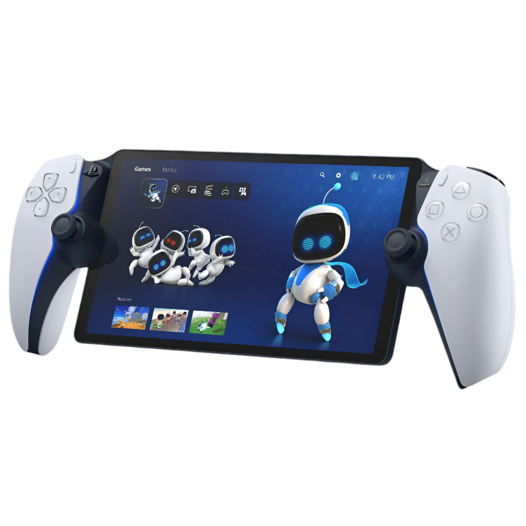 Sony PlayStation Portal for PS5 Console Gaming device with two controllers on a white background