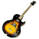 The Loar LH-280-CSN Hollow Body Electric Guitar Electric guitar with a sunburst finish on a wooden floor