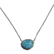 .925 Sterling Silver Stationary Bezel Oblong Larimar Necklace Necklace with a blue pendant on a white background