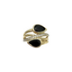 14K Yellow Gold Bezel Set Pear Black Onyx 1/4CTW Diamond Bypass Ring