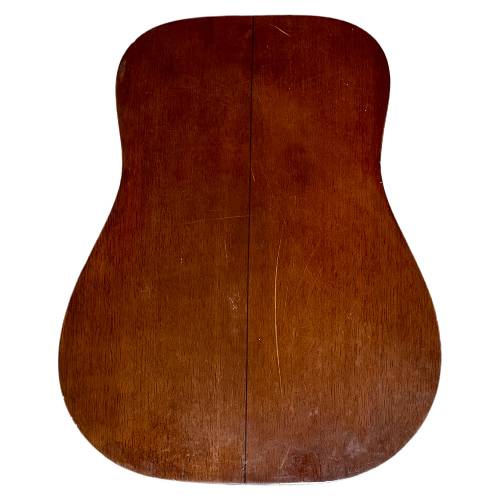 Carlos Model No. 249 Acoustic Guitar Back of a wooden acoustic guitar on a white background