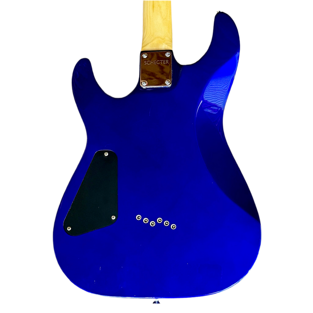 Schecter Diamond Series OMEN-6 Electric Guitar Blue electric guitar body with a white background