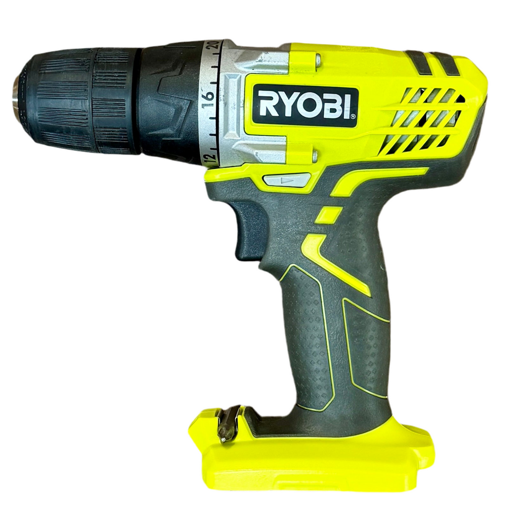 RYOBI 12V 3/8" Lithium-Ion Cordless Drill/Driver w/ Battery & Charger (HJP003) Ryobi cordless drill on a white background