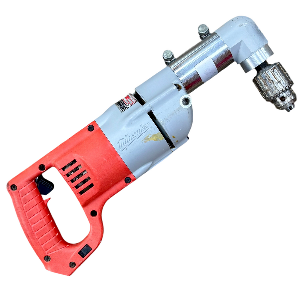 Milwaukee 7-Amp 1/2" Corded Right-Angle Drill w/ Hard Case (1107-1) Red and white drill on a white background