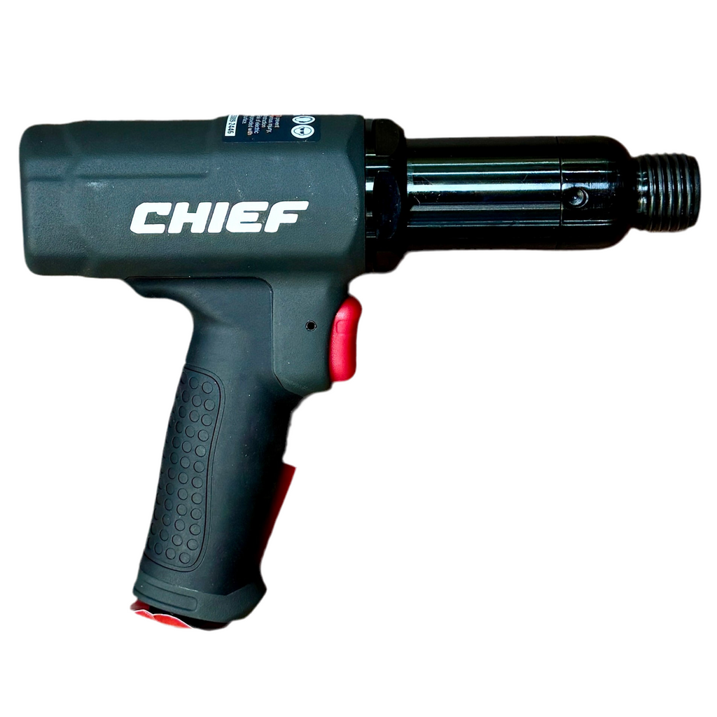 CHIEF Professional Long-Barrel Pneumatic Air Hammer (CH401LB) Black and red hot air gun with 'Chief' branding on a white background