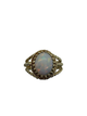14K Yellow Gold Opal Rope Bezel Framed Split Ring Ring with an opal stone on a white background