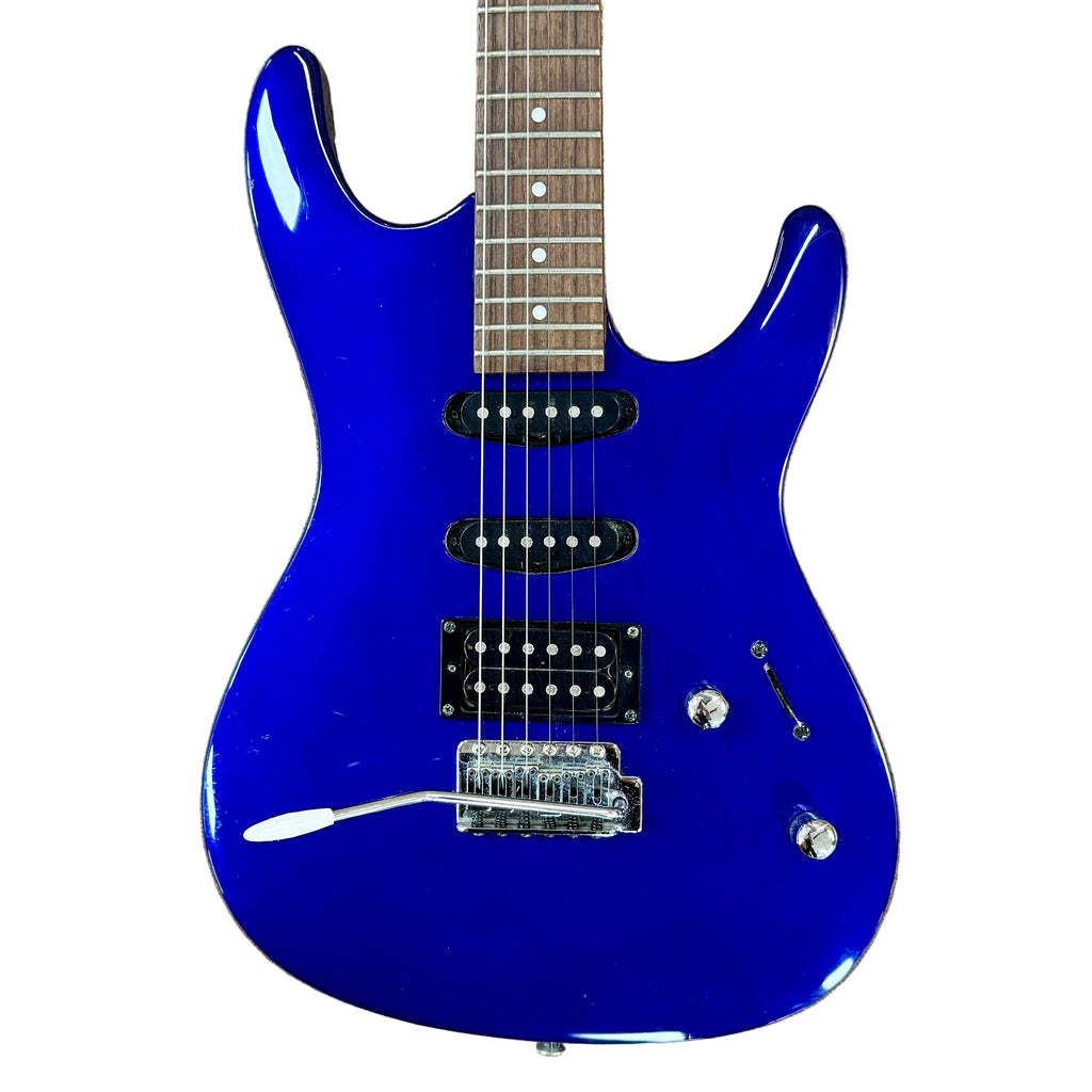 Ibanez GiO GSA60 Electric Guitar Blue electric guitar on a wooden floor base