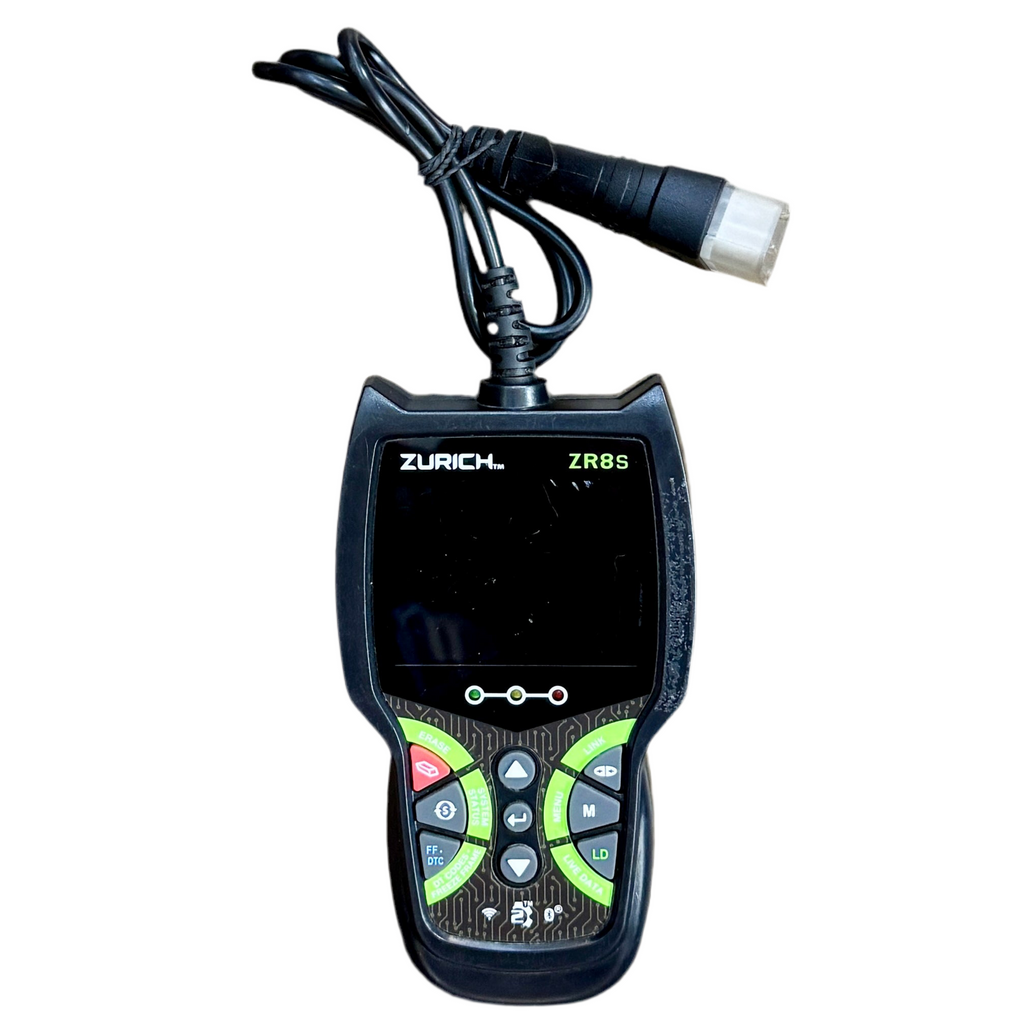 Zurich diagnostic tool with a cable on a white background ZURICH ZR8S OBD2 Code Reader with Live Data
