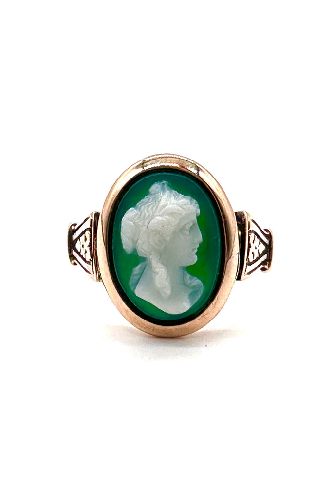 Vintage Green Cameo Ring