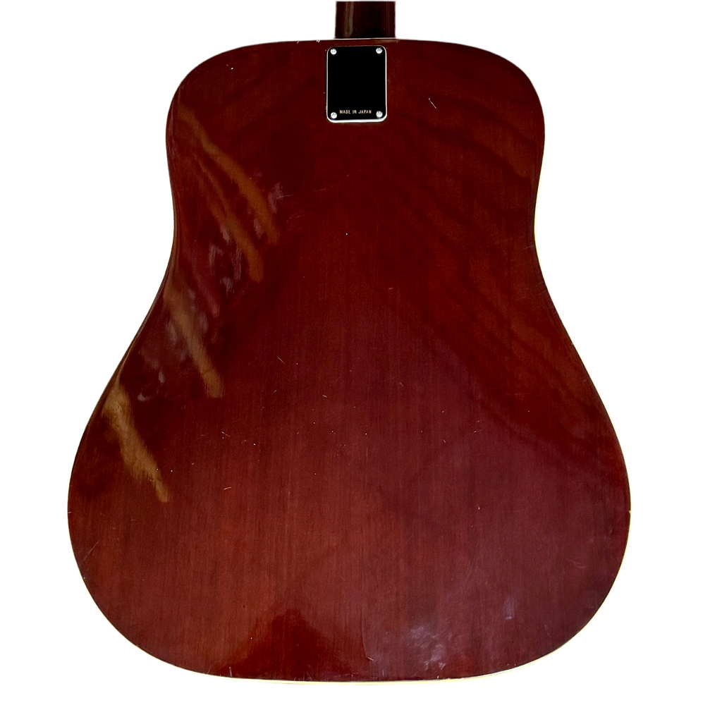 Angelica 6710 Acoustic Guitar Back view of a wooden acoustic guitar on a white background