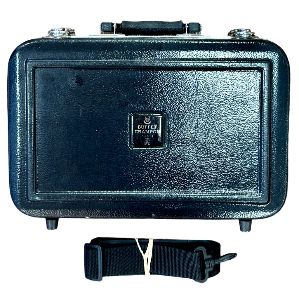 Buffet Crampon Prodige Student Model Bb Clarinet w/ Hard Case Black hard-shell case with a strap on a white background