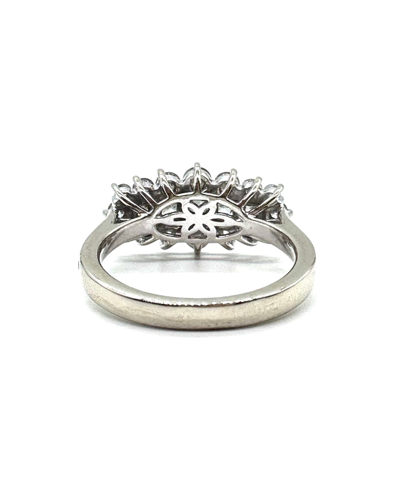 Three Row Graduated Diamond Ring flower