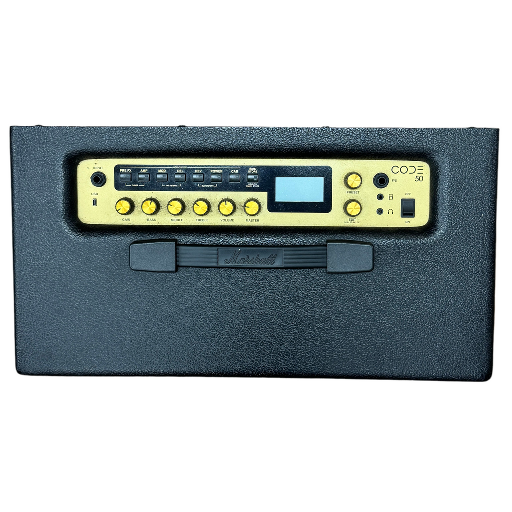 Marshall CODE 50 Guitar Combo Amplifier Guitar amplifier with control panel on a white background