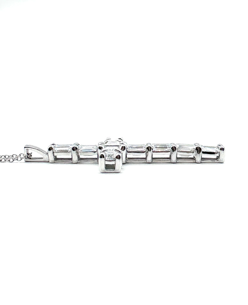 Emerald Cut Lab Diamond Cross Necklace side